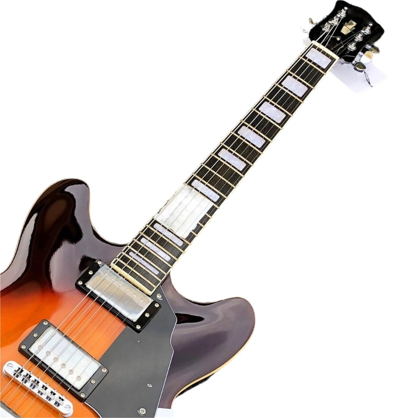Standard Gitara Elektryczna Klonowa Gitara Elektryczna Humbucker Pickup Semi Hollow F Holes Archtop 6 Strunowy Chromowany Sprzęt Trwały