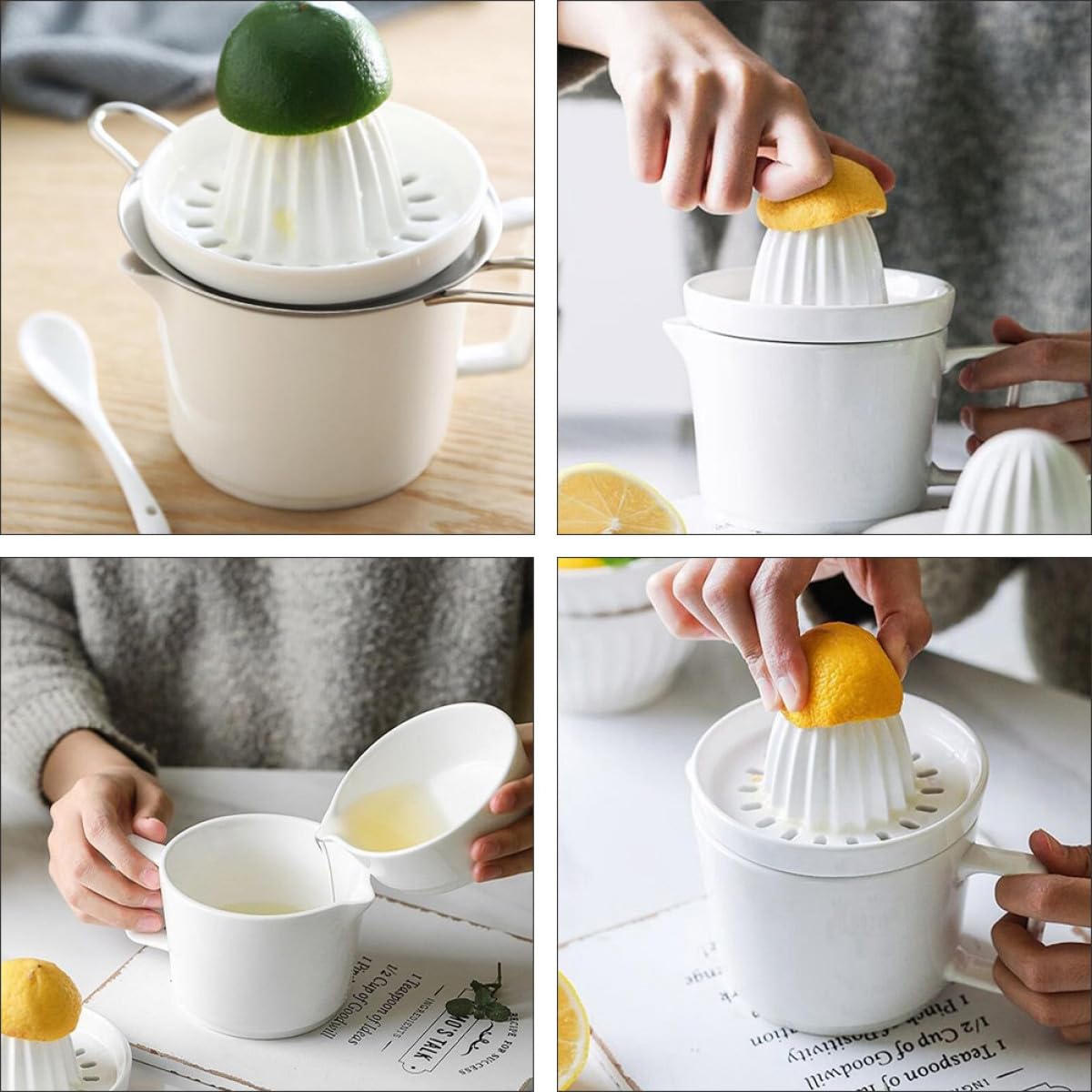 Exprimidor Manual de Frutas de Cerámica 1 Unidad Vaso Exprimidor de Jugo Compacto Portátil para Cocina y Hogar Prensado Rápido Seguro y Fácil de Limpiar