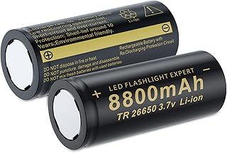 26650 Rechargeable Battery 3.7v 8800mAh 2Pcs Large Capacity Batteries for LED Flashlight, Headlamp, Doorbells, Toys, Cameras etc