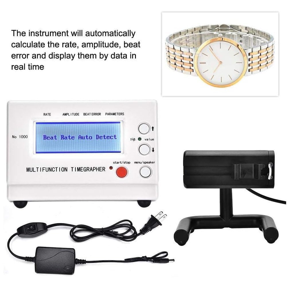 Professional No.1000 Watch Practical TimeGrapher - Strumento di calibrazione di temporizzazione a 6 Posizioni con sensore Microfono e Schermo LCD per Orologi Meccanici/Automatici