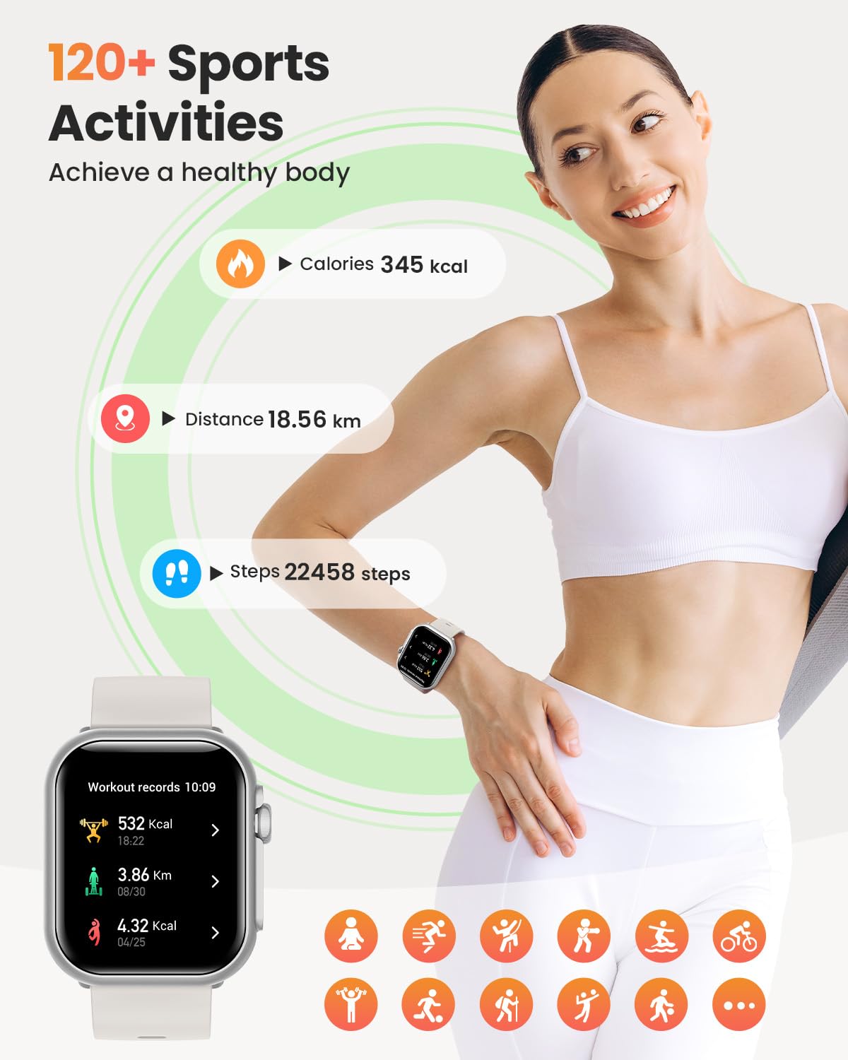 Reloj Inteligente Mujer con Autonomía 100 Días, 1000mAh Batería Grande, 1.83" Smartwatch Mujer con Llamadas, SpO2, Pulsómetro, Sueño, 120+ Modos Deportivos/Calorías/IP68 Podómetro/Android iOS Plata