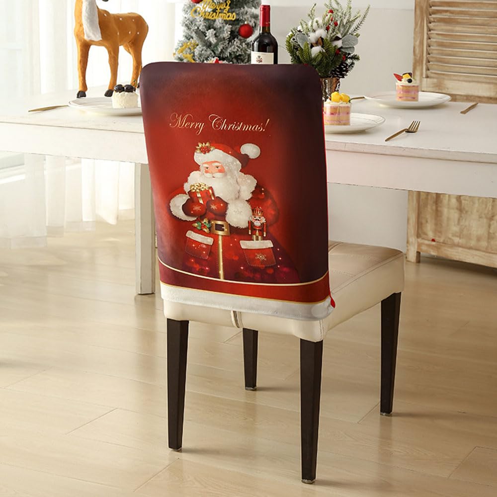 Morbuy Coprisedie di Buon Natale, Nero Coprisedia Copri Sedia da Cucina Rimovibili Copri Sedia, Decorazioni Casa Pranzo Natale Feste, Natale