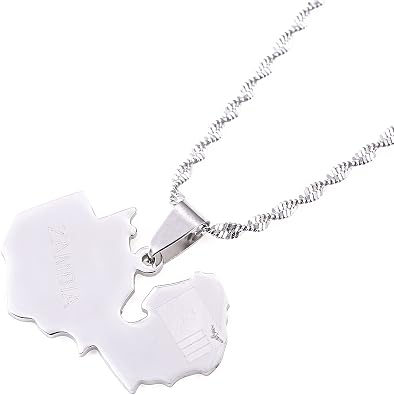Zambia Map Necklace Gold Color Jewelry Map of Zambians Pendant Jewellery Country Maps