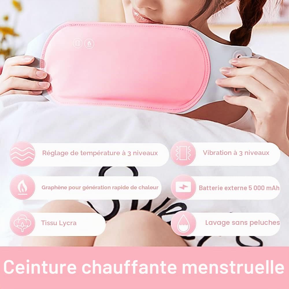 Coussin Chauffant Portable Pour Le Dos Pour Les Crampes, Ceinture Menstruelle Chauffante Pour Les Femmes, 3 Modes De Température et 3 Massages Pour Les Crampes