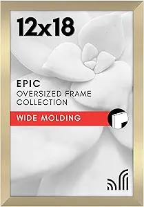 Americanflat 12x18 Poster Frame with Polished Plexiglass - Gold Picture Frame - Wide Photo Frames Made of Engineered Wood for Vertical or Horizontal Wall Display - Epic Collection - Gold
