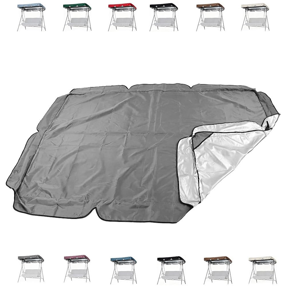 195x125cm Toit De Rechange pour Balancelle De Jardin Auvent en Tissu 210D Oxford Imperméable Toile De Balancelle De Jardin 2-3 Places(Grey,600D/195 * 125 * 15cm)