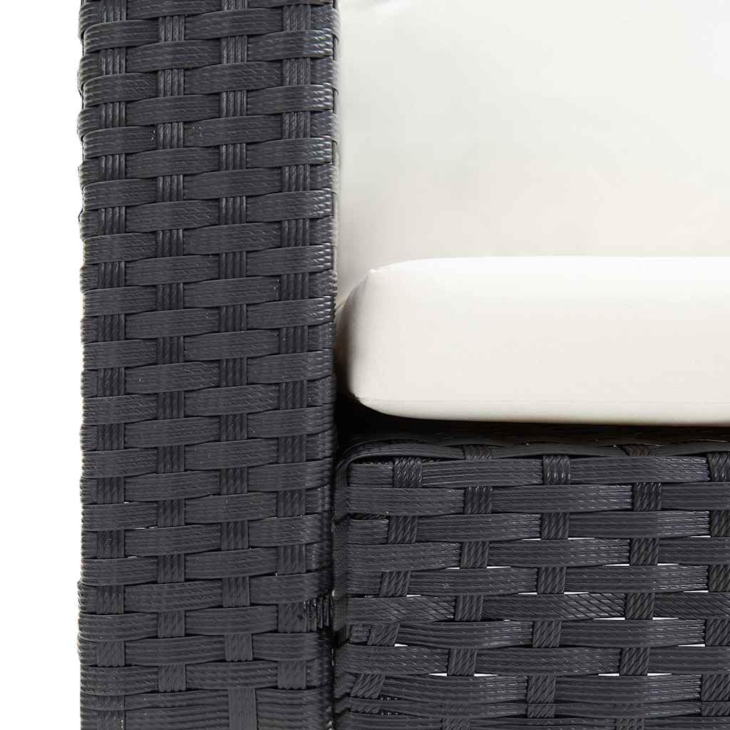 Divano da Giardino Singolo con Cuscini in Polyrattan Nero, Poltrona Relax in Rattan PE con Telaio Acciaio Verniciato a Polvere, Lounge Esterno con Seduta Profonda Imbottita, Balcone e Giardino
