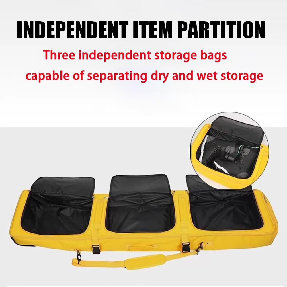 KK-GAL Rolling Nylon Ski Gear Backpack, Mobile Professional Ski Boot Bag Backpack, Large Capacity Travel Backpack for Ski & Snowboard Boots,Ski Luggage Backpack, Snowboard Gear Carrier,Gray