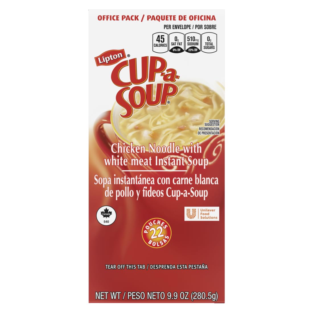 Lipton Cup-a-Soup Chicken Noodle Soup Mix 0g Trans Fat,9.9 Ounce (Pack of 4)
