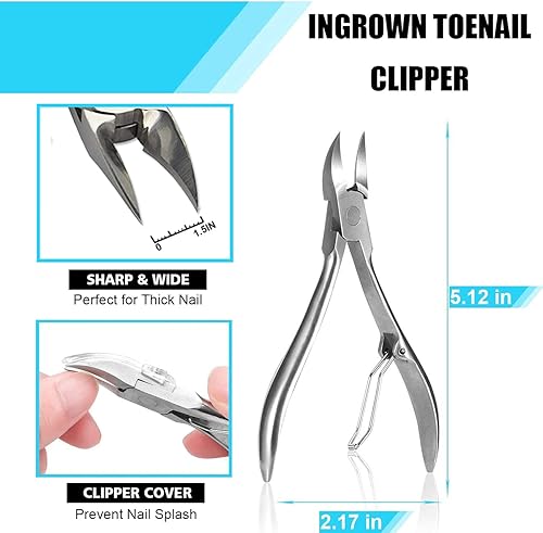 Miniatura 4 de Kit de herramientas para uñas encarnadas (5 unidades), juego profesional de cortaúñas para uñas encarnadas y gruesas, kit de uñas encarnadas de