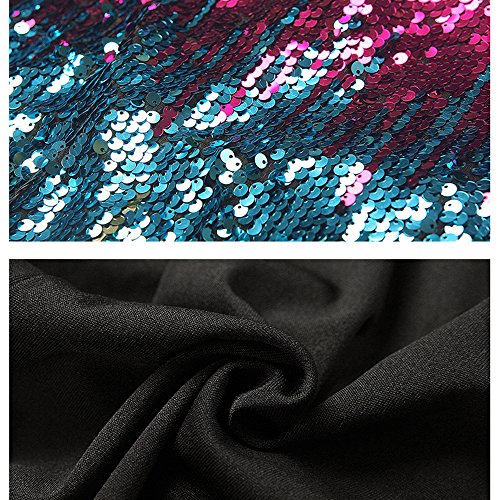 NOVMAY Vestido feminino sexy com decote em V, sem mangas, lantejoulas brilhantes e glíter, colado ao