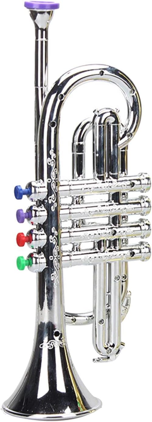 が大特価 T Tooyful トランペット おもちゃ ラッパ ホルン ボンテンピ 楽器玩具 キッズパーティー 全4選択 創造性を刺激 管楽器 贈り物 4トーンシルバー 知育玩具