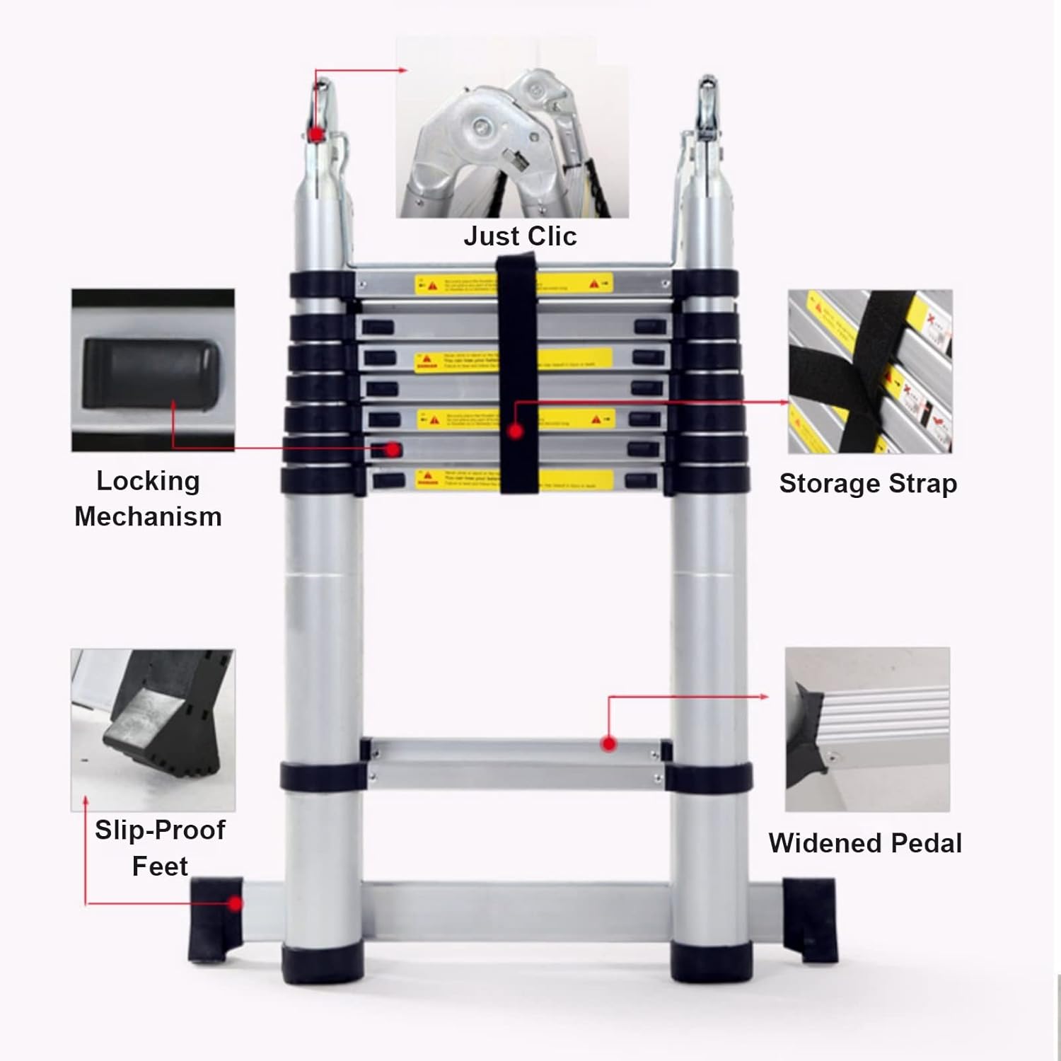 Telescopic Ladder Heavy Duty Dual-use Telescoping Ladder Foldable, Home/Loft/Office/Industrial Telescopic Ladder, Lockable Extension Climbing Ladder (Size : 5.6m/18.4ft)