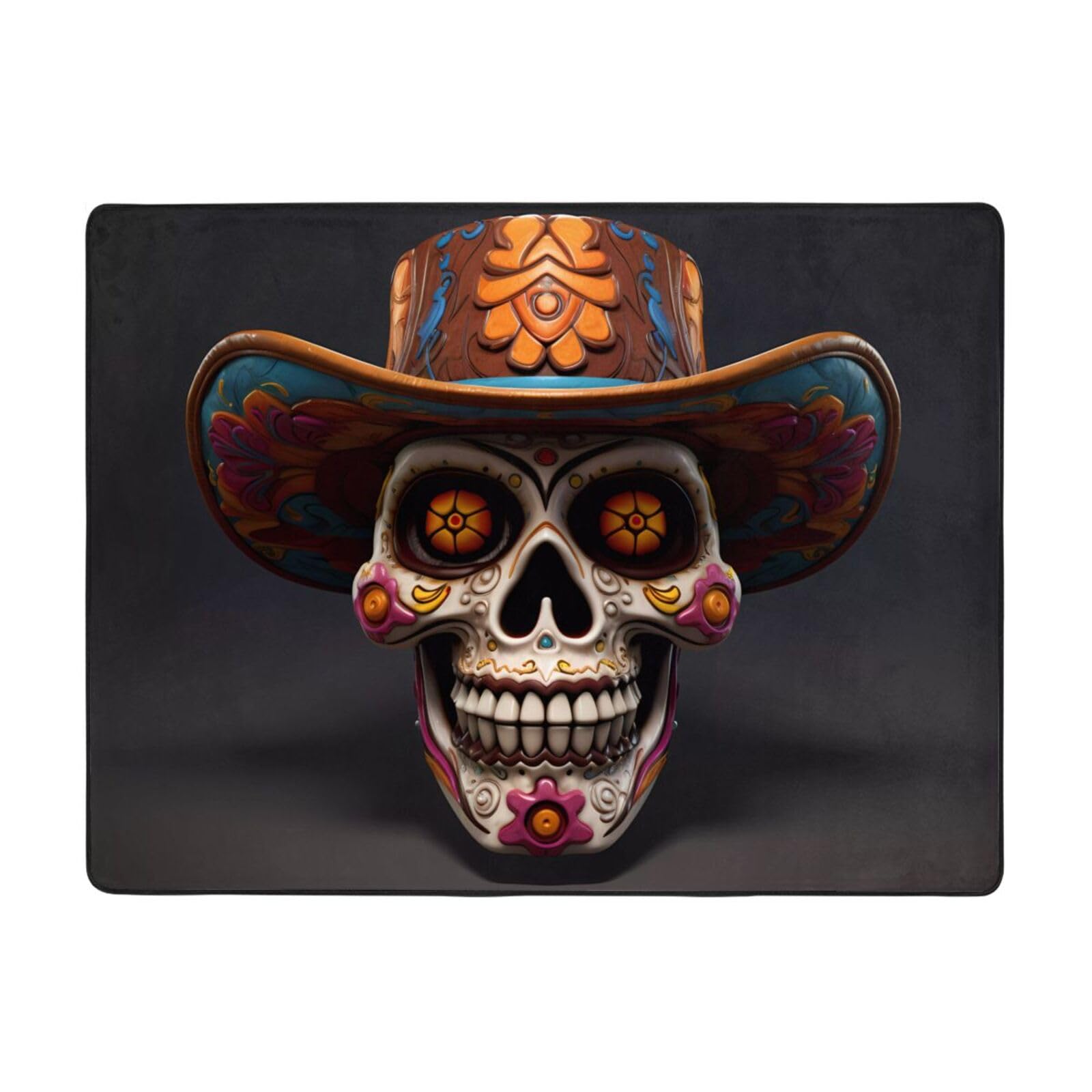 Tapis mexicain tête de mort antidérapant et grand format pour grand salon