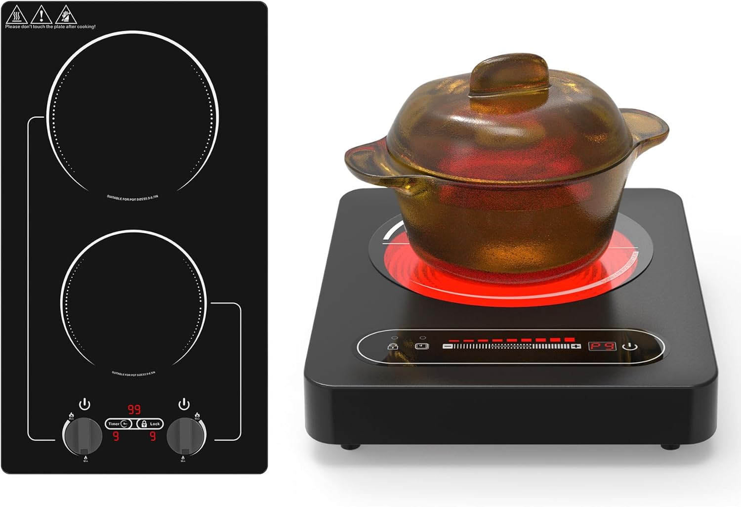 Estufa Eléctrica 2 Puestos 12 Pulgadas 110V