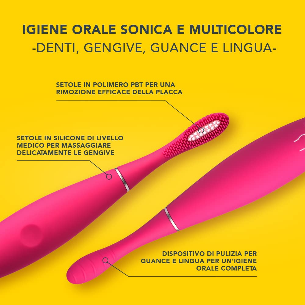 FOREO ISSA Kids - Spazzolino da denti sonico in silicone, per bambini dai 5 ai 12 anni, rosa naso, ippopotamo
