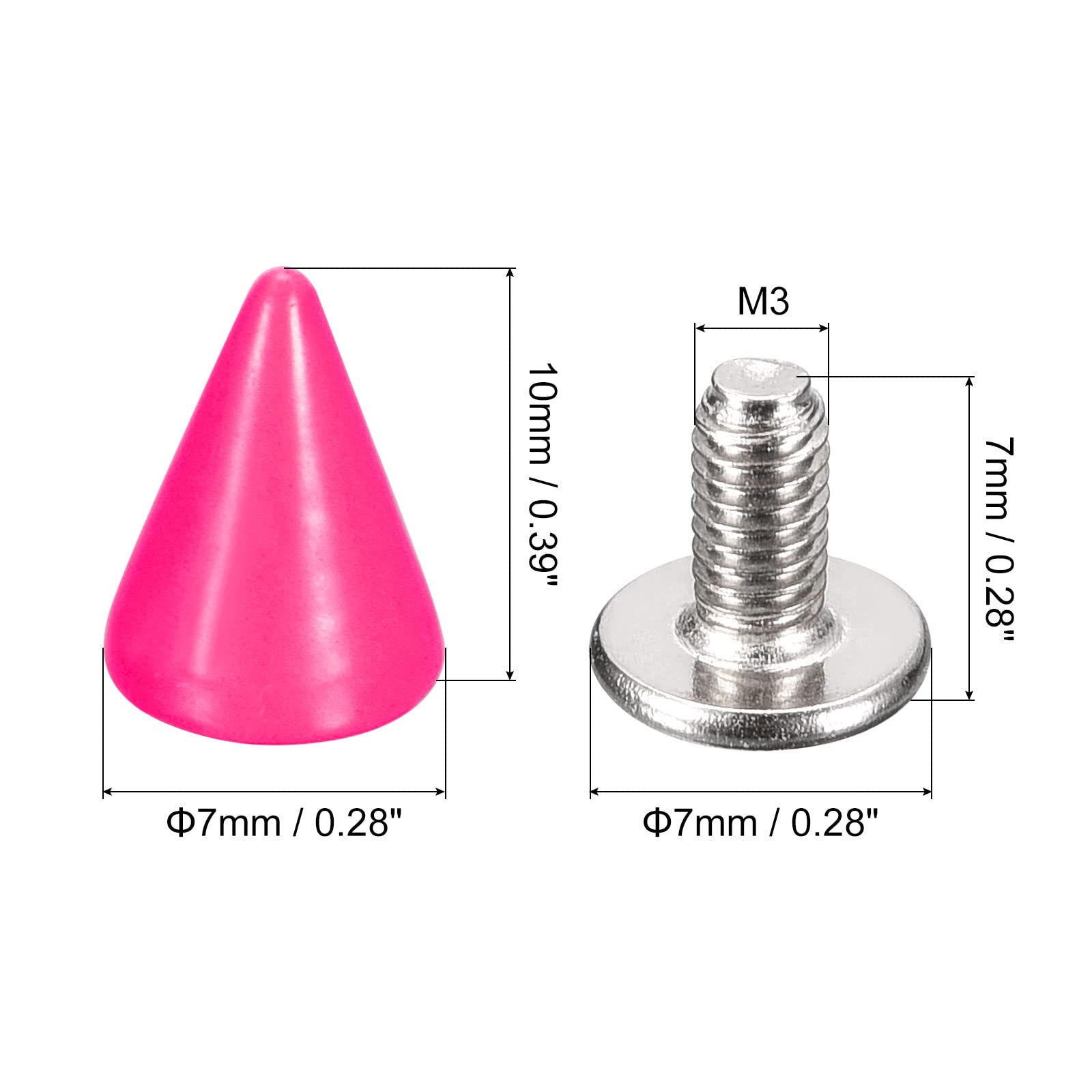 sourcing map 50 borchie piatte a forma di cono, 15 mm, in metallo, per