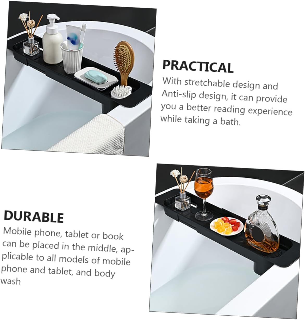 PRETYZOOM Bath Basin Storage Holder Plastic Bathtub Tray Tub Shelf Bathroom Tray Organizer Bath Tub Rack