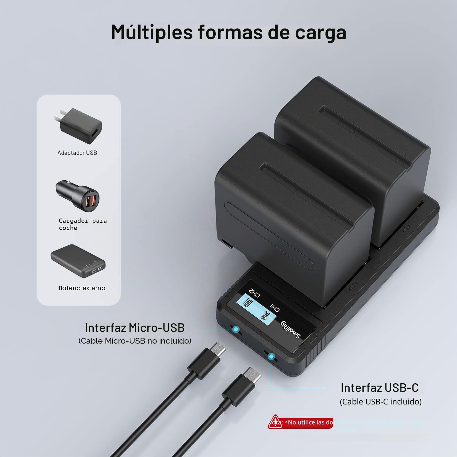SMALLRIG Batería 7800 mAh Compatible con NP-F970 y Cargador, para Batería Sony NP-F970 (2Pack, Puerto USB Doble), para Sony NP-F970 NP-F960 NP-F950 NP-F930 NP-F770 NP-F750 NP-F550 NP-F570-3823