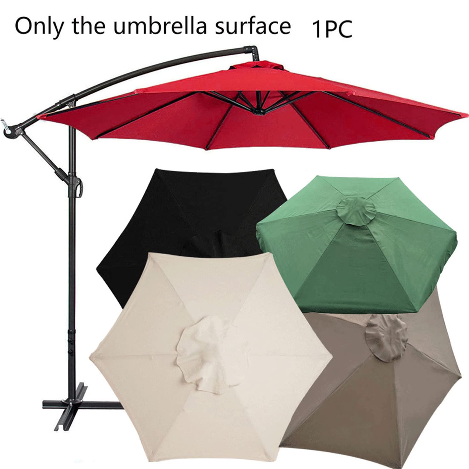 Housse De Rechange pour Parasol - 6 Baleines - 2 M/2,7 M/3 M - Imperméable - Anti-Ultraviolet - Tissu De Rechange (3M / 9.8Ft,Beige)