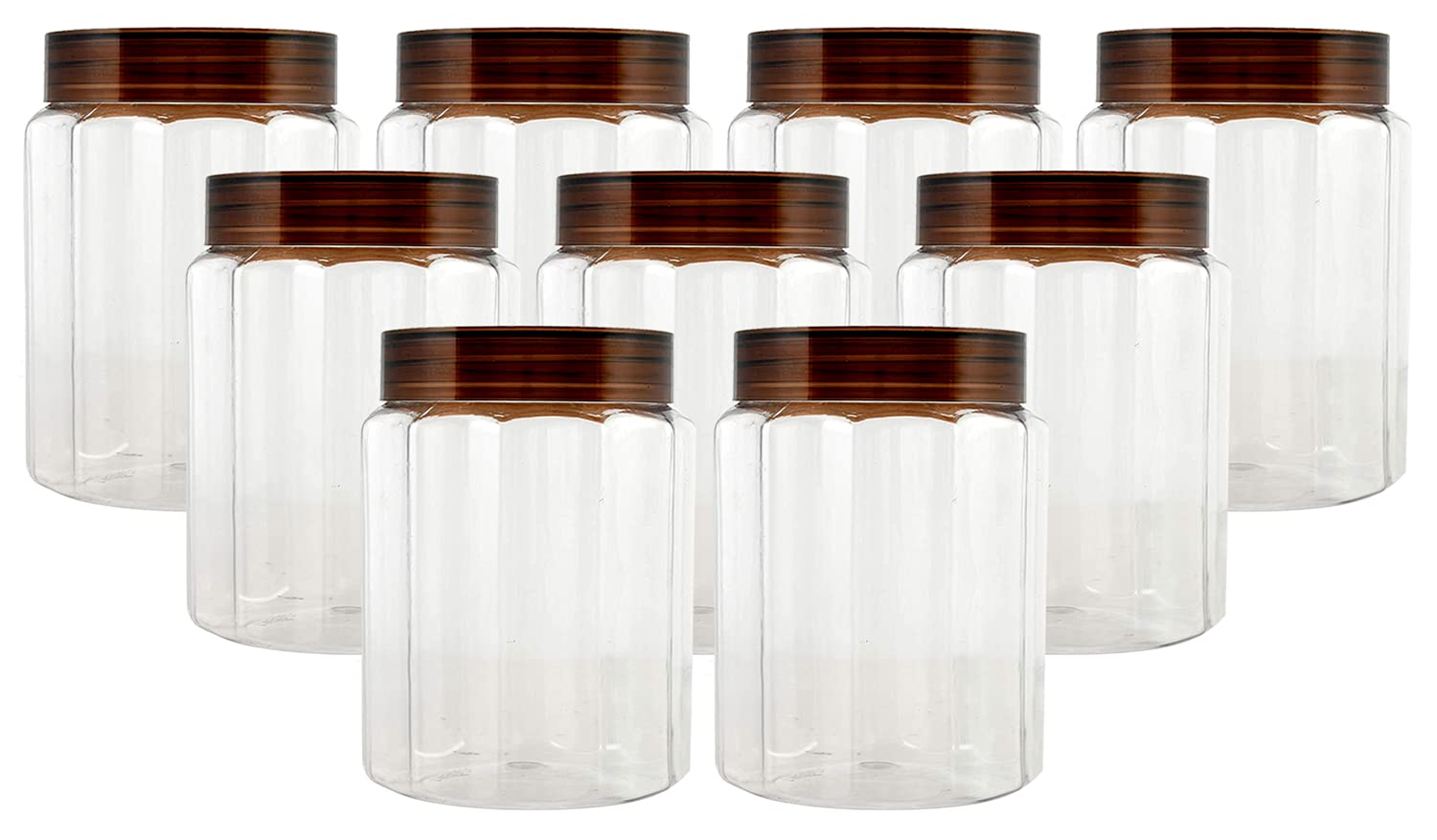 Kuber Industries Food Grade Odourless BPA Free Plastic Kitchen Container Set with Airtight Lid,1100ml, Set of 9 (Brown)-HS42KUBMART25086