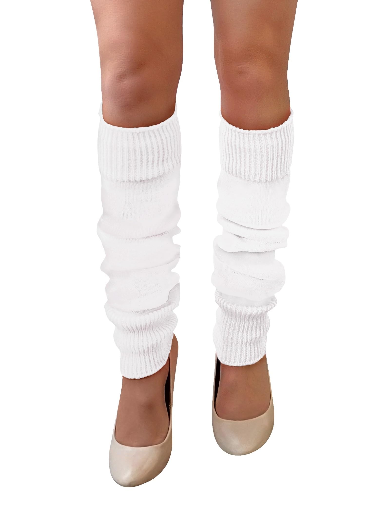 NuJake Leg Warmers In Assorted Colours 1980s Luxurious Girls Cosplay Legwarmer (White)