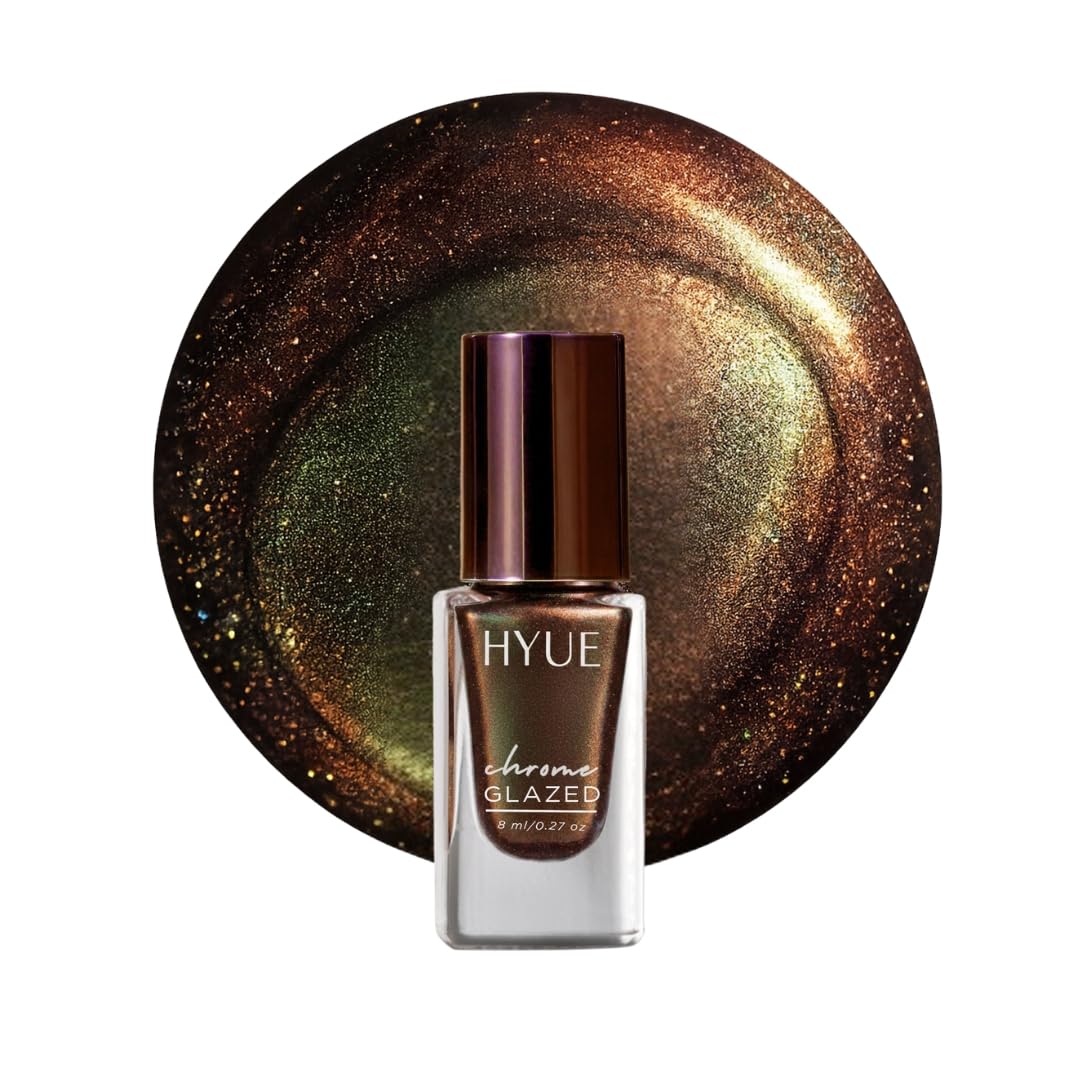 HYUE Chrome Glazed Nail Paint - 9 shades | Solar Flare | 8 ml | Dual-toned | Long-lasting Shine | Color-Shifting Pigments | One Stroke Coverage | Gel Finish | Salon-like Nails | No UV Damage-image-33