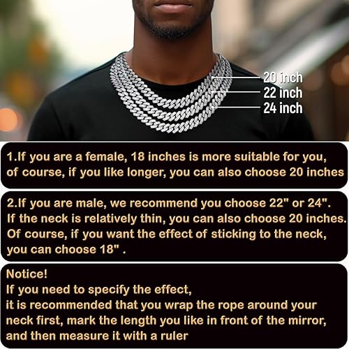 Miniatura 8 de Mens Cuban Link Chain SilverGold 8''16''18''20''22''24'' Necklace Iced Out Thick Chain For Women Bling Diamond Cut Cuban Link Chains For Men Hip Hop