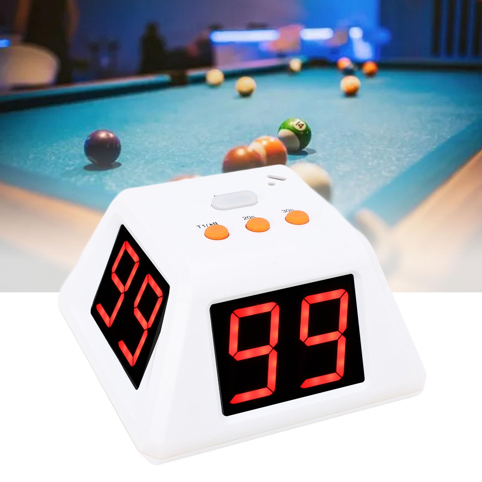 4-seitiger Digitaler Timer, 1,4-Zoll-LED-Bildschirm, 3 Voreingestellte Zeiten mit Summer, Ideal für Schach, Tischspiele und Countdown-Stoppuhr