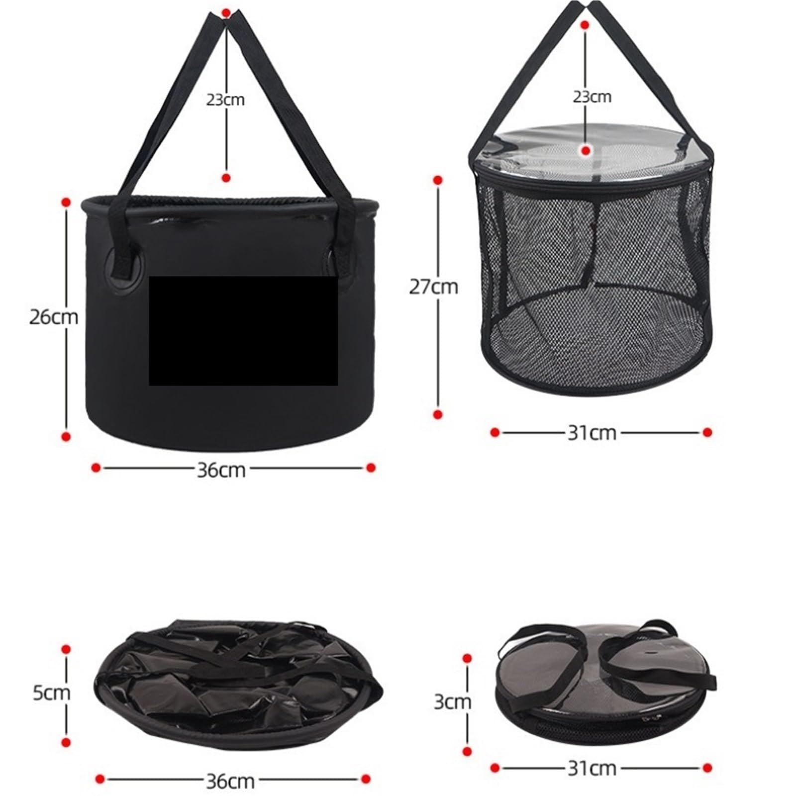 Camping Pliant Seau 30L évier étanche avec crépine | Bassin pliable Camping Randonnée Pêche, avec conception de crépine