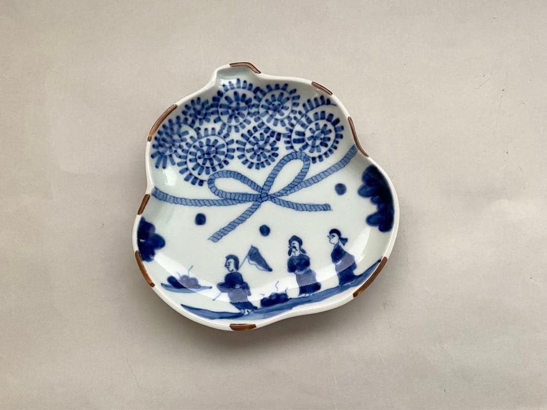 宮内庁御用達 老舗 深川製磁 百年庵 貝デザイン 金彩桜花お皿二枚 深川