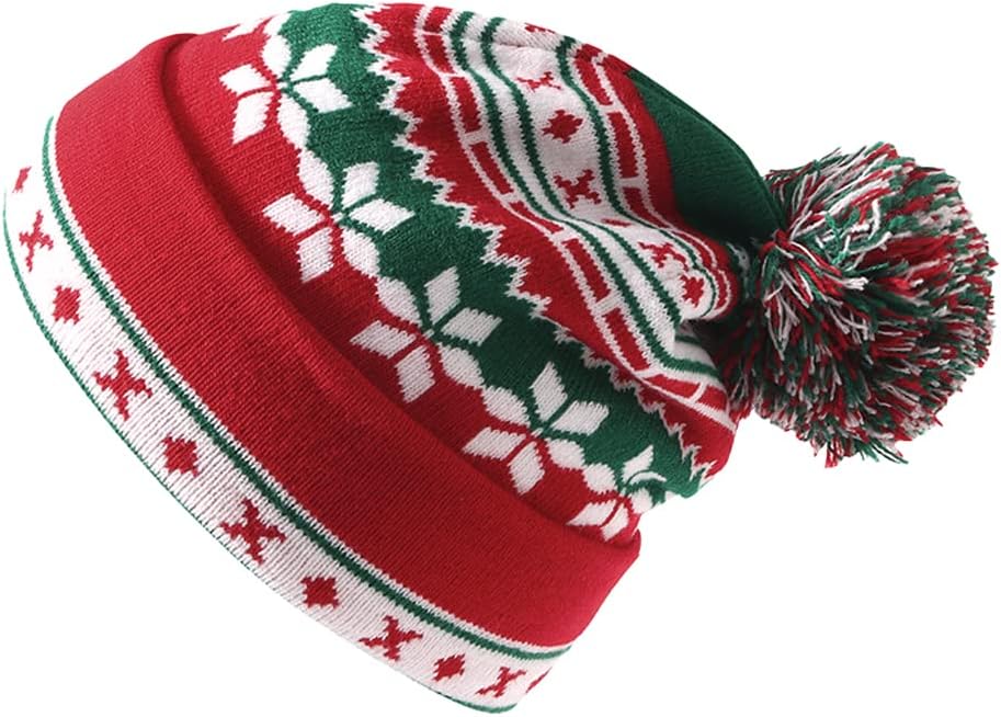 Anlaey Santa Hat Knitted Christmas Beanie Winter Skull Caps Xmas Holiday Hats for Adults