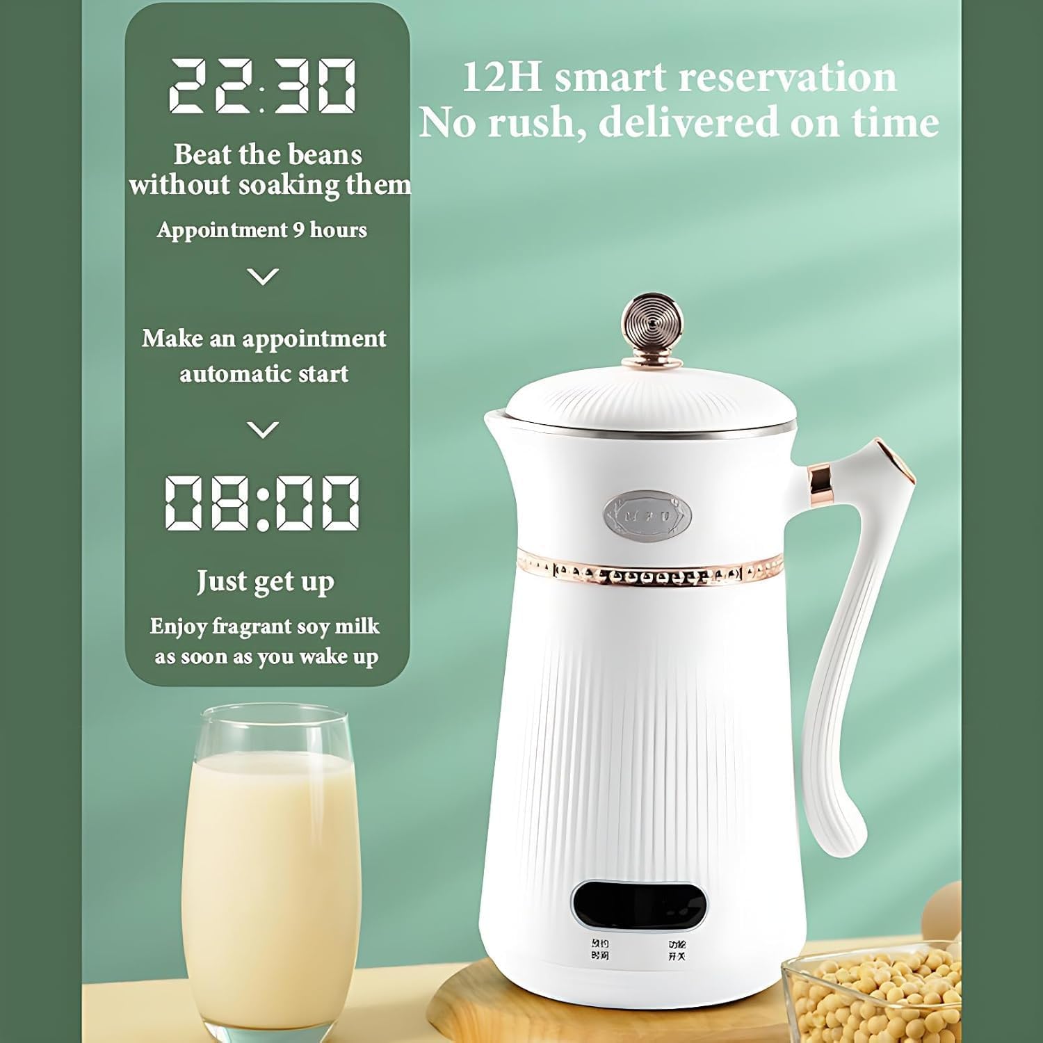Sojamilchbauer, 1000 ml automatische Nussmilch-Hersteller mit LED-Display, 12-Stunden-Timer und intelligente Wärmekonservierung für Soja, Mandel und Hafermilch