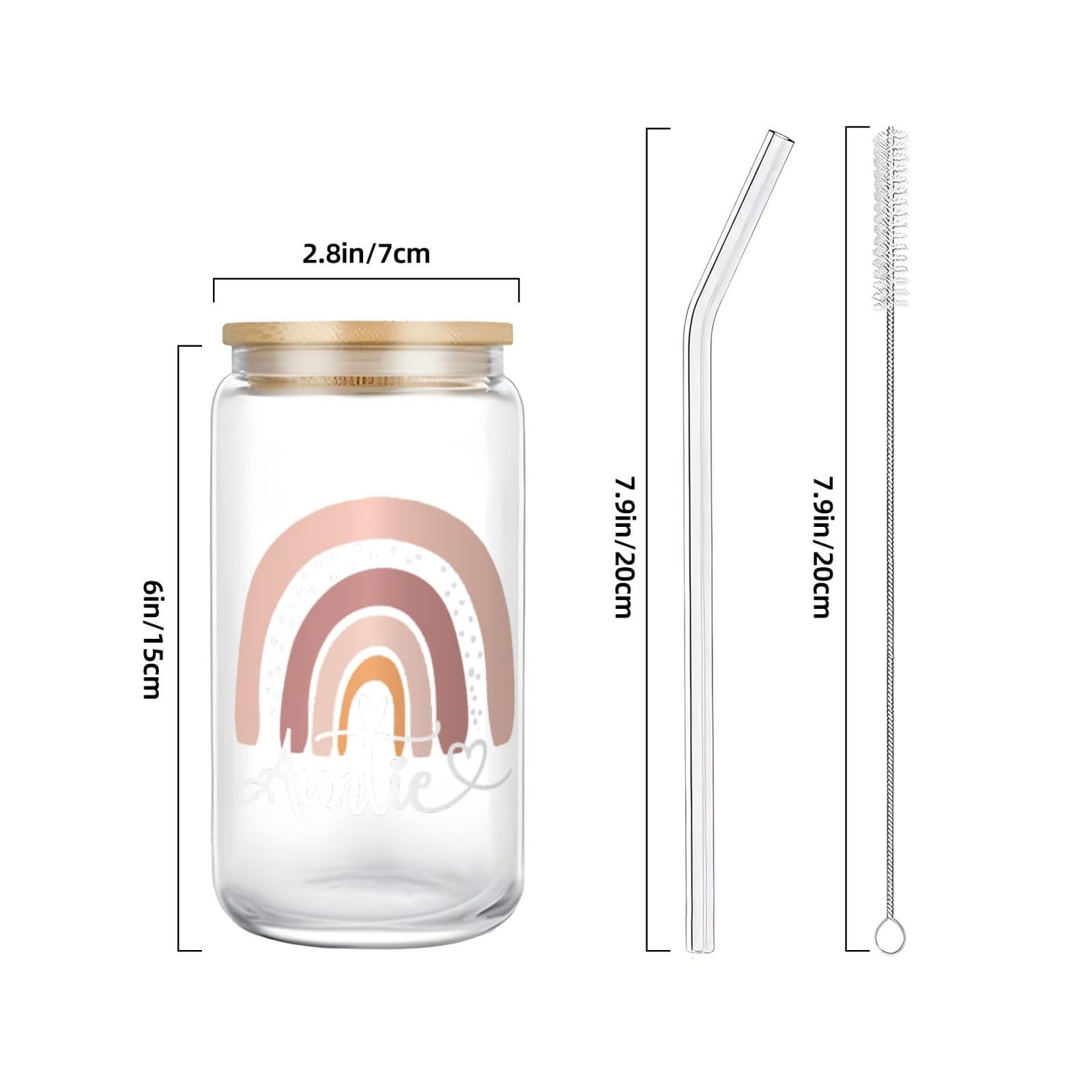 Auntie Glass Cups with Lids - Gifts for Mom! -2