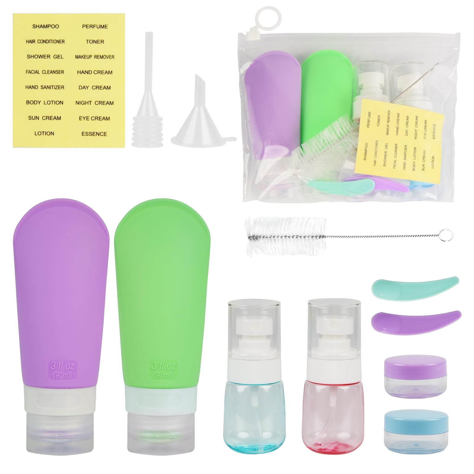 SOCOLINE 13Pcs Travel Bottles Kit for Toiletries Tsa Approved Leak Proof Travel Size Toiletry Containers Set Refillable Cosmetic Containers for Lotion/Shampoo/Cream/Soap/Travel Essentials