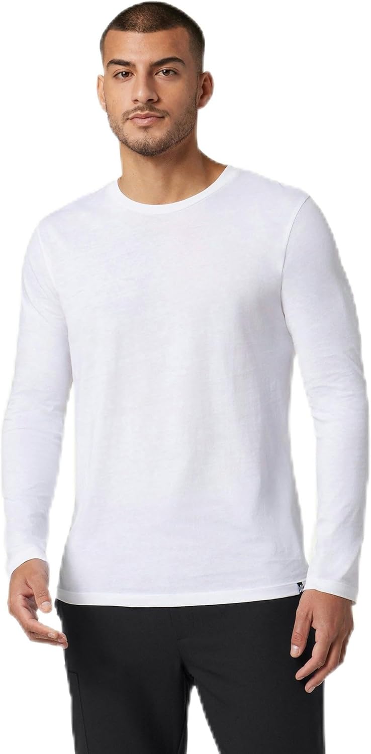 Jaanuu Regen Men’s Organic Cotton Underscrub, Crew Neck, Slim Fit, Stretch & Breathable, Moisture-Wicking Scrub Shirt