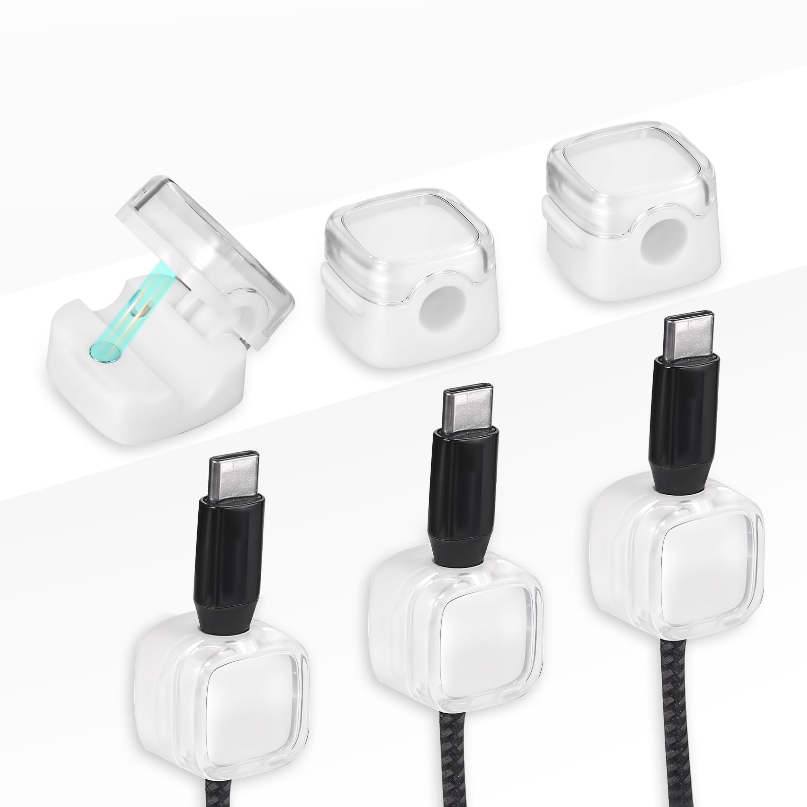 6 Pack Magnetic Cord Holder, Appliance Cord Organizer, Adhesive Cord Holder, Magnetic Cable Management for Nightstand, Office, Kitchen (White)