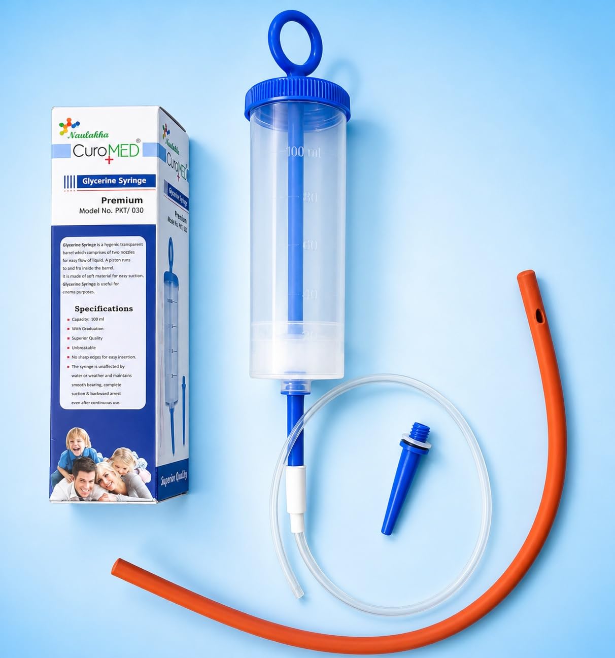 Widely Pure Graduated Glycerine Syringe / Enema Syringe - Bird Animal Hand Feeding Syringe 100ml with Enema tube 12 number and round colon tip Nelton catheter / suction catheter combo pack-image-40