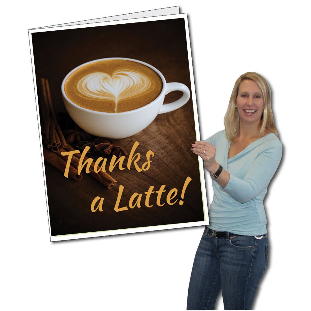 VictoryStore Jumbo Greeting Cards: 2' x 3' Giant Card, Thank You Card, Thanks A Latte! W/Envelope