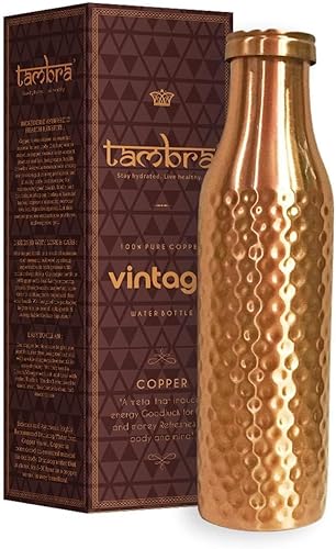 Miniatura 30 de Tambra Botella de agua vintage sin juntas de cobre puro para beber, botella de agua de cobre ayurvédica hecha a mano, tapa a prueba de fugas