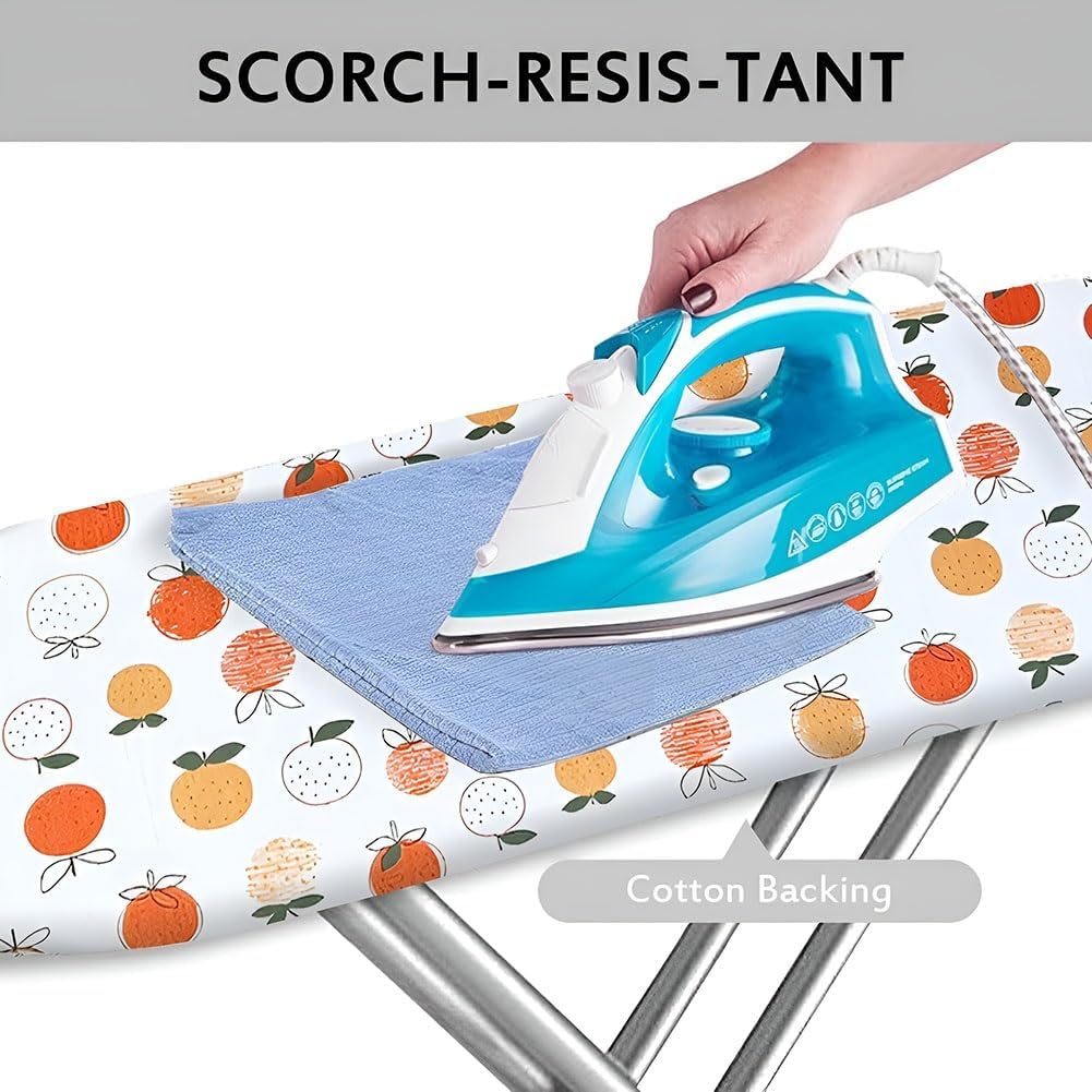 Orange Pattern Ironing Board Cover, Toggle Fastening, Thickened Back Pad for Quick and Wrinkle-Free Ironing(55.1 x 19.6 in (140 x 50 cm))