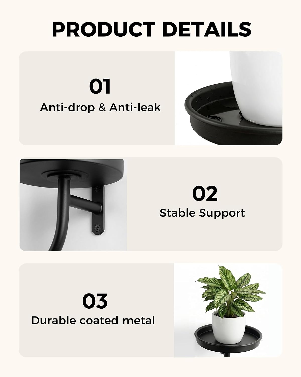 Bamworld Wall Plant Holder Wall Planters for Indoor Plants U-shaped image 3