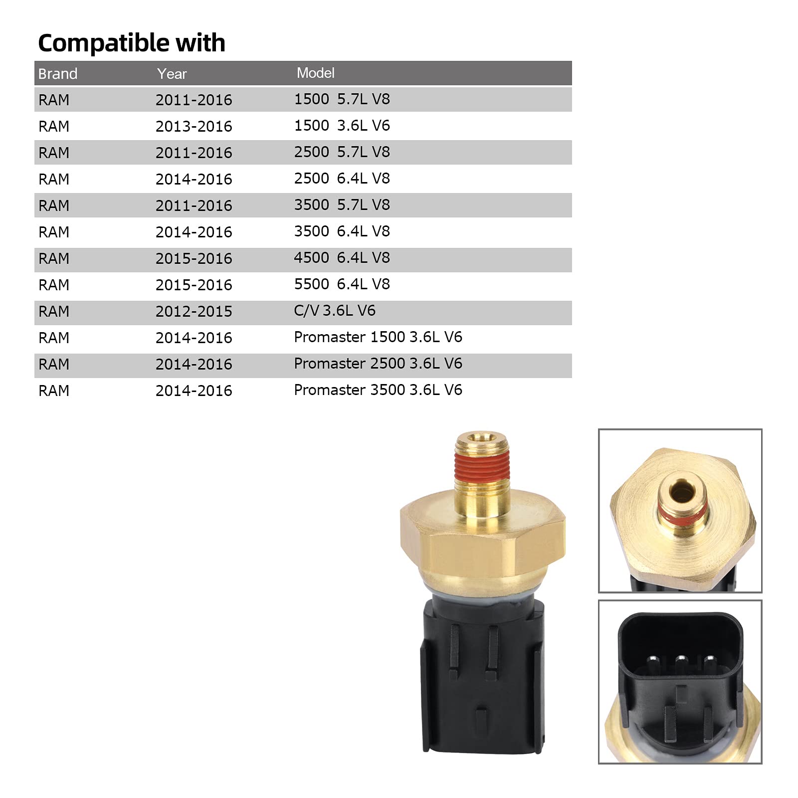 Sensore Pressione Olio Motore Per Chrysler, Dodge, Jeep - Sostituto 5149064AA, 56028807AB - Foto 5