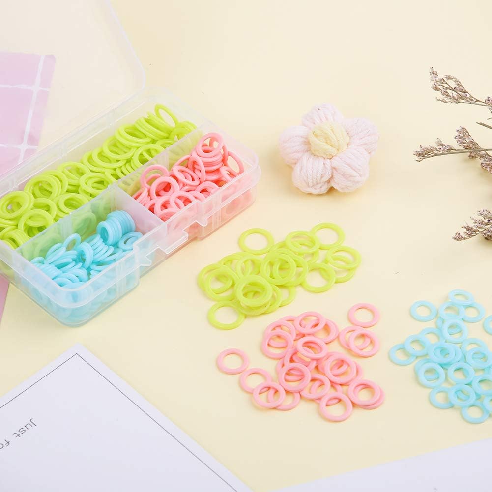 LUNARM 380 PCS Stitch Markers for Crocheting, Knitting Markers Rings S/M/L image 5
