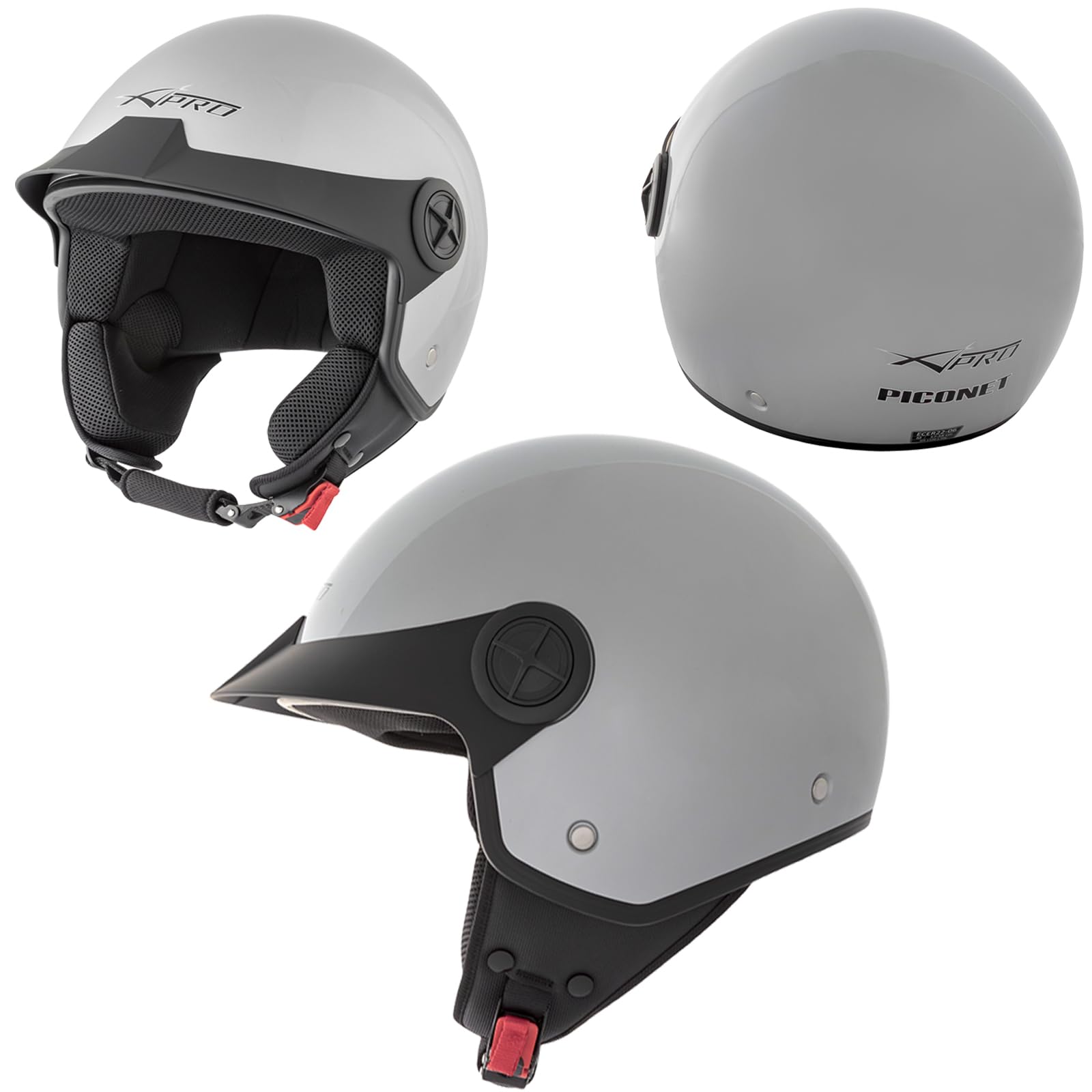 Kask motocyklowy Quad Roller otwarty kask Custom ECE 22 05 polerowany, srebrny M