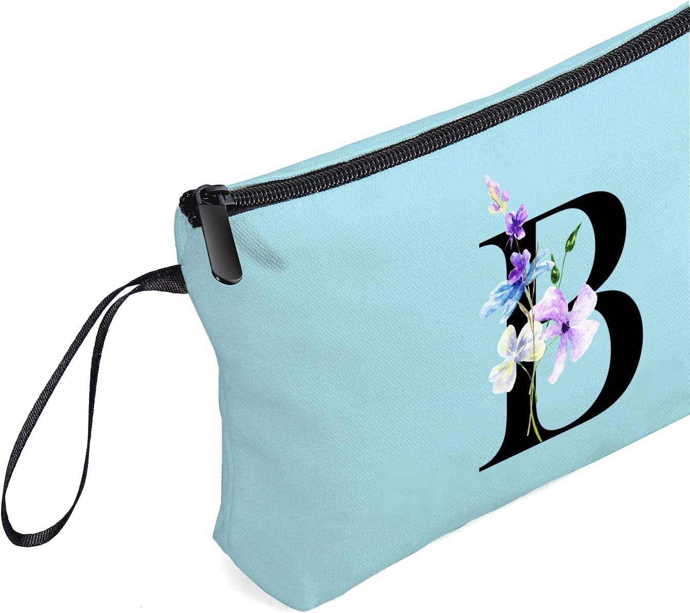 A-Z Birthday Gifts for Women, Blue Initial Makeup Bag with Mirror, B image 5