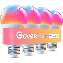 Govee LED Smart Light Bulbs, 1000LM Color Changing Light Bulb, Wi-Fi &amp; Bluetooth Light Bulbs, Work with Alexa and Google Assistant, Dimmable RGBWW A19 75W Equivalent Smart Bulbs, 4 Pack
