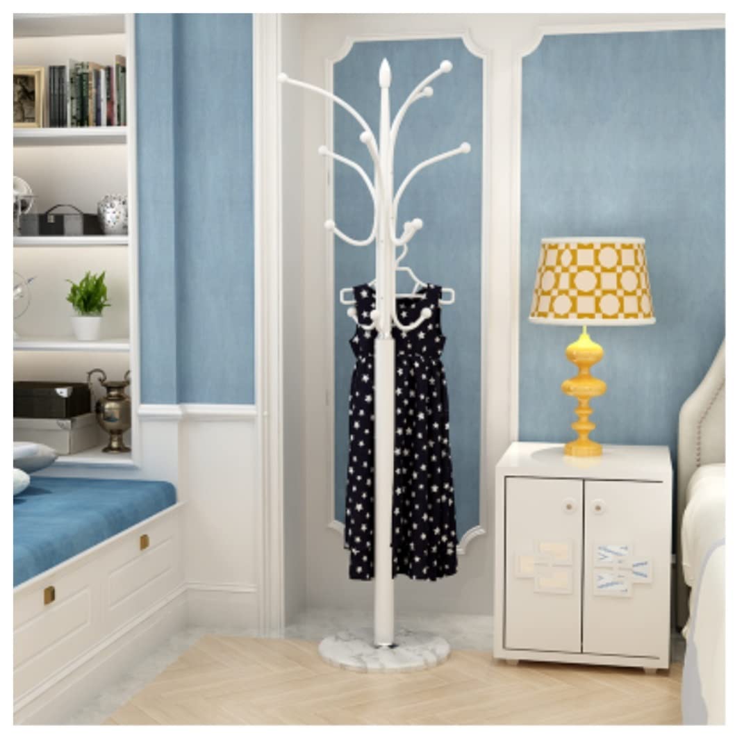 Iwenzhkpa D Coat Rack Free Standing Coat Rack Stan Hall Tree Metal Hat Storage With Roun Marble Base For Clothes Hats Scarves Freestanding(D)