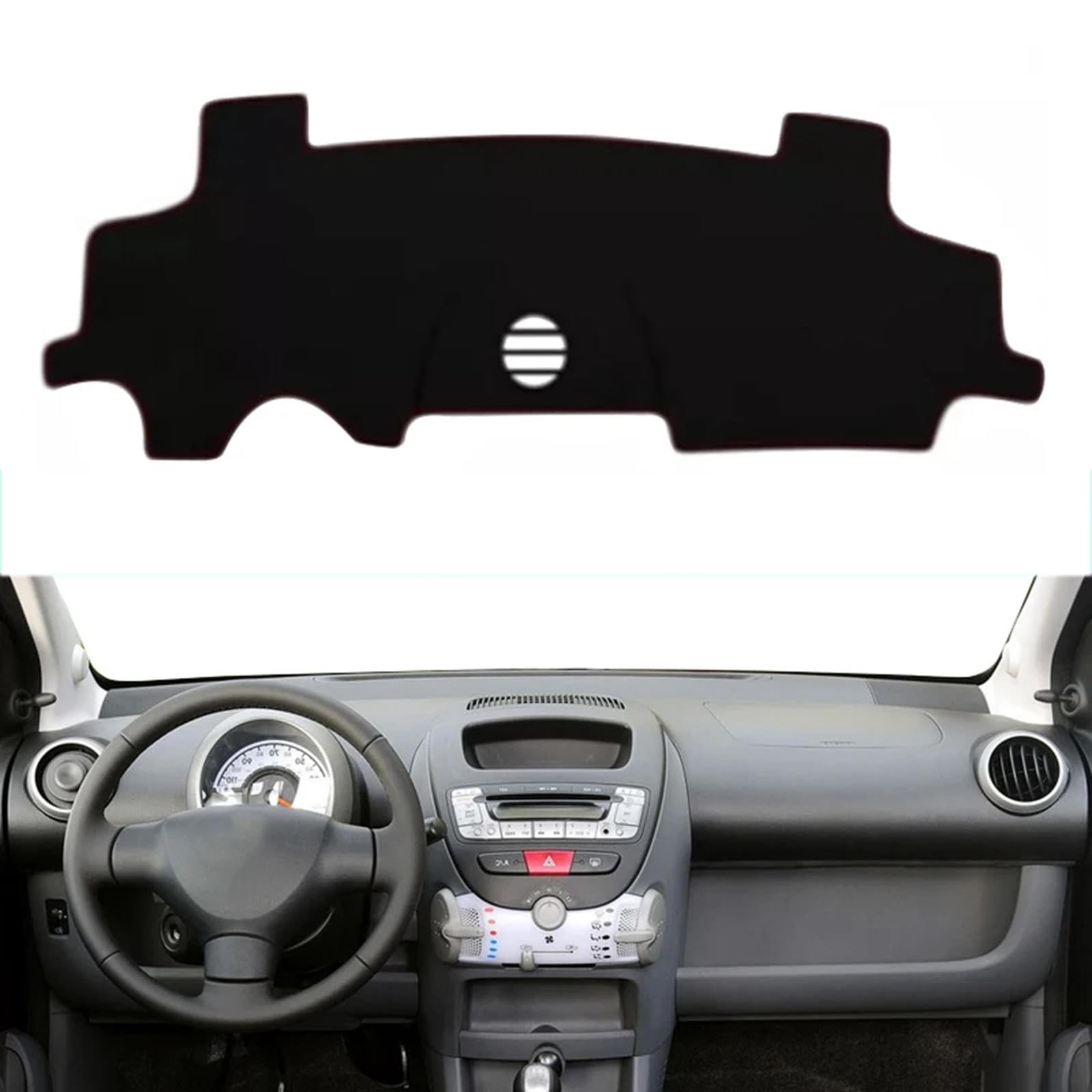 Pasuje do Peugeot 107 2005-2014, pokrowiec na deskę rozdzielczą, czarna osłona deski rozdzielczej, antypoślizgowa osłona ochronna na deskę rozdzielczą