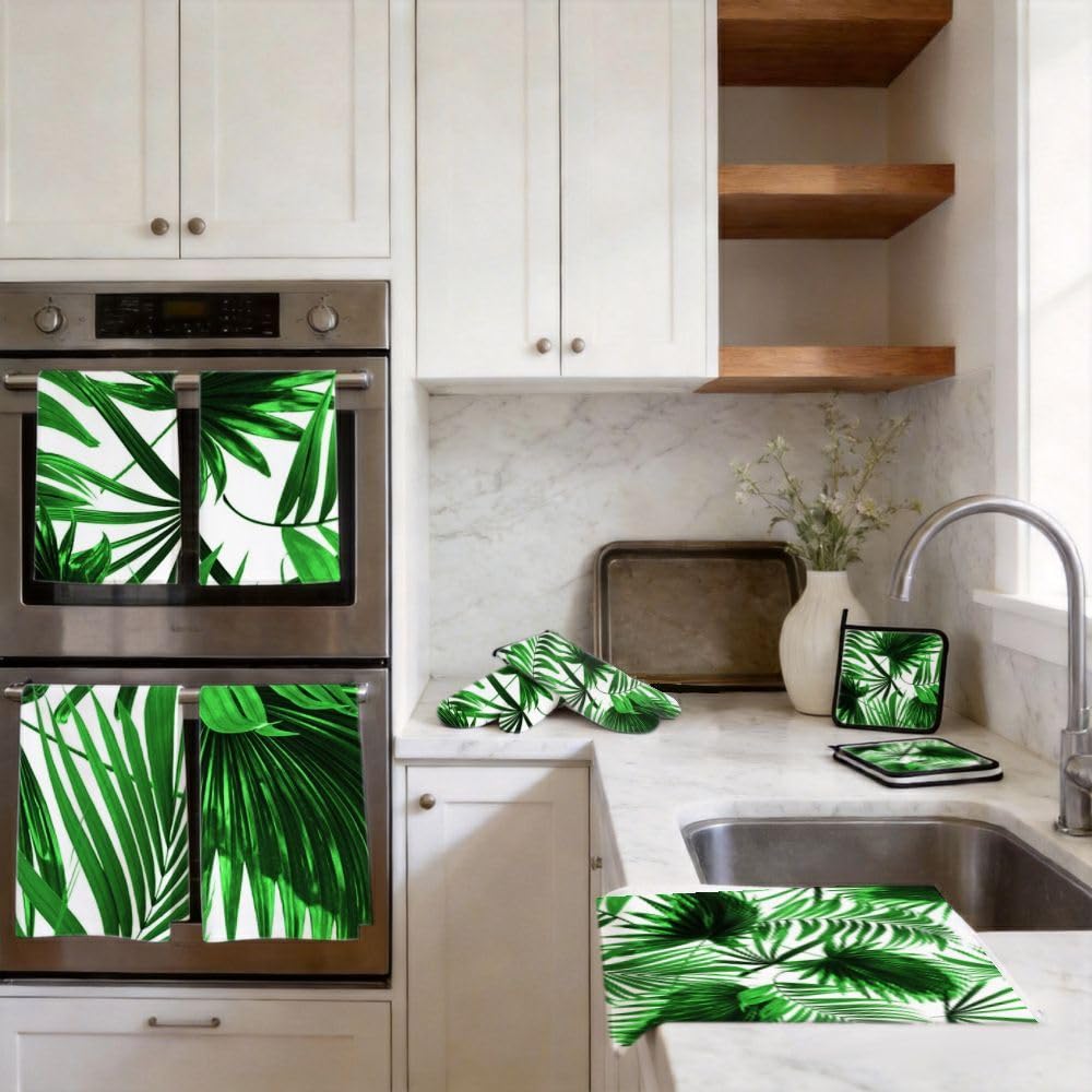 Set di accessori e decorazioni da cucina con foglie di palma tropicale 9